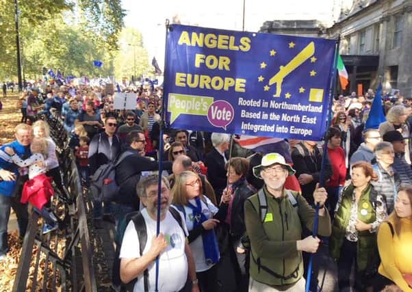 Members for Angels for Europe on the march in London.
