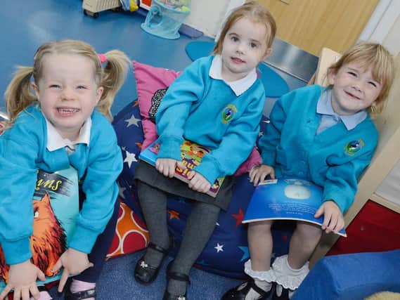 Pupils at Amble First School. Picture by Jane Coltman