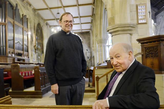 Alan Hodgson with the St Michaels vicar  Reverend Canon Paul Scott. Picture by Jane Coltman.