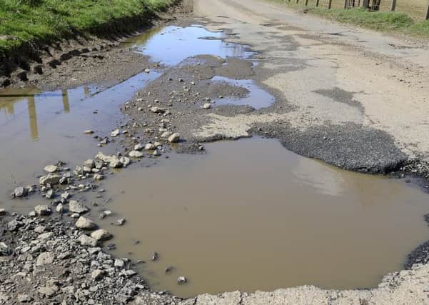 Pothole on the A697 to North Middleton Road, south of Wooler. Picture by Jane Coltman