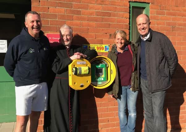 From left, Cullercoats Tennis Club chairman Jeff Thompson, Reverend Canon Adrian Hughes, St George's Church vicar, Cheryl Bailey and Russell Beautyman of Whitley Bay and District Round Table.