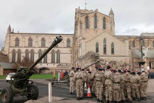 Army Cadets prepare for the Remembrance service at Hexham Abbey.