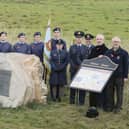 The Cramlington Airfield plaque is unveiled at Northumberlandia.