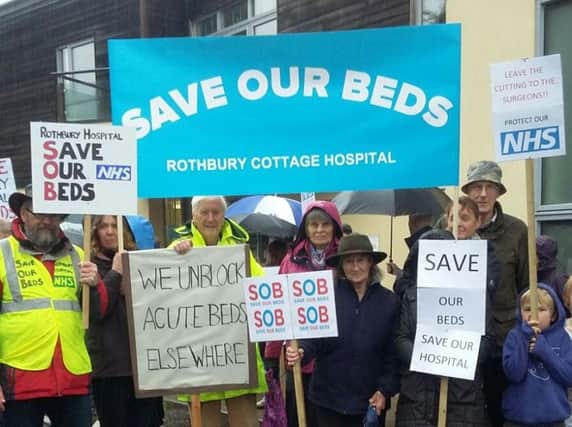 Protesters against the closure of the inpatient ward at Rothbury Community Hospital.