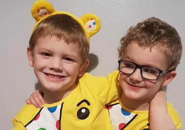 Ready for Children in Need fun at Shilbottle Primary School - Ethan Carter, seven, and Rhys Carter, five. Picture from Toni Carter