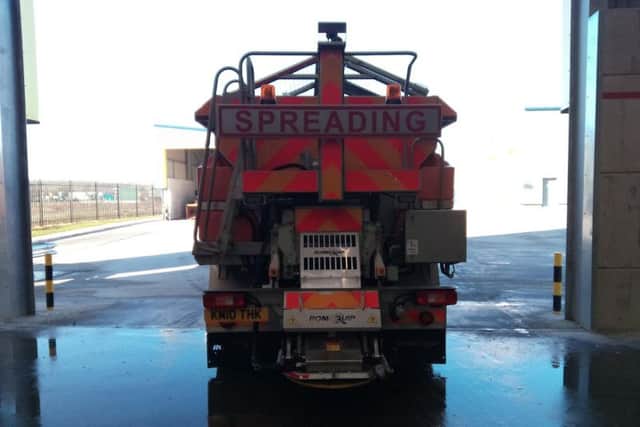 The back of a Highways England gritter.