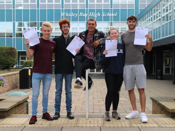 Whitley Bay High School students celebrating their A Level results.