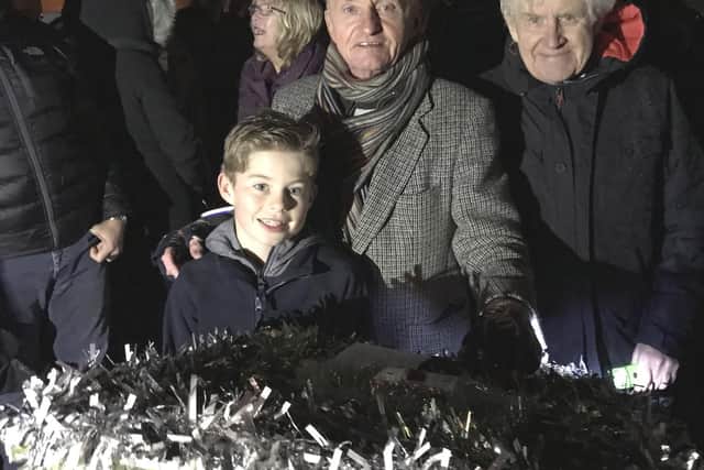 Conor Dobson, Alex Nixon and Chris Hull at the Bamburgh Christmas lights switch-on.