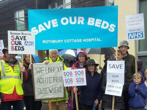 Protesters against the closure of the inpatient beds at Rothbury Community Hospital.