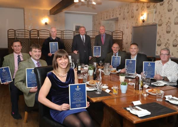 Simpsons Malt long service awards: Alison Inglis (30 years), Mark Mitchell (30 years), Steven Rowley (25 years), Malcolm Rodgerson (30 years), David McCreath OBE, Neil Fleming (15 years), Pat Richards (15 years), Mark Eden (30 years) andBrian Williams (30 years).