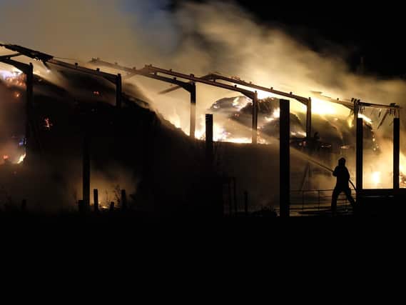 The blaze at East Bowsden Farm. Picture by Derek Snee