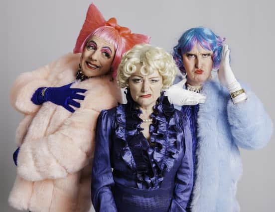 The ugly sisters and wicked mother in Maltings' pantomime Cinderella.