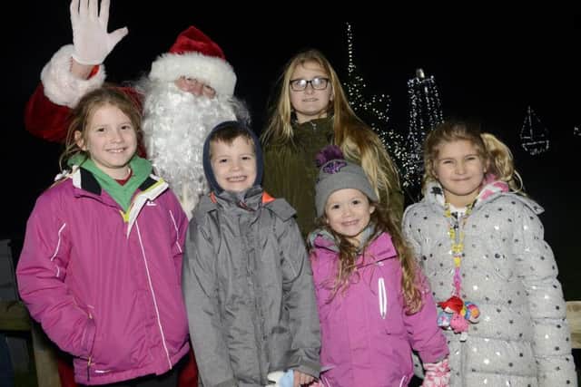 Father Christmas with youngsters from the village who switched on the lights. Picture by Jane Coltman