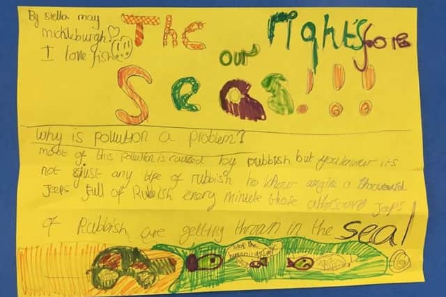 A piece of work from one of the children at Hipsburn Primary School, Lesbury, as part of their plastics and environmental project.