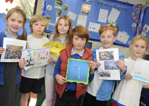 Pupils at Hipsburn First School who are battling against plastic pollution.
 Picture by Jane Coltman