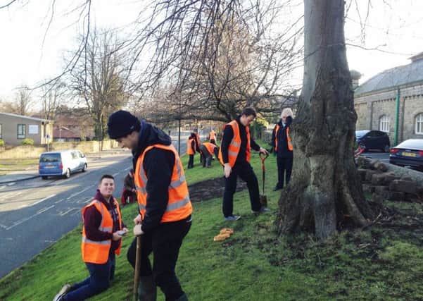 Volunteers planted 4,000 bulbs on the grass banks outside Barter Books in Alnwick.
