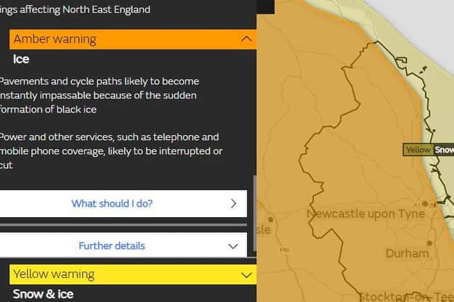 The amber warning for yesterday (Saturday) issued by the Met Office.