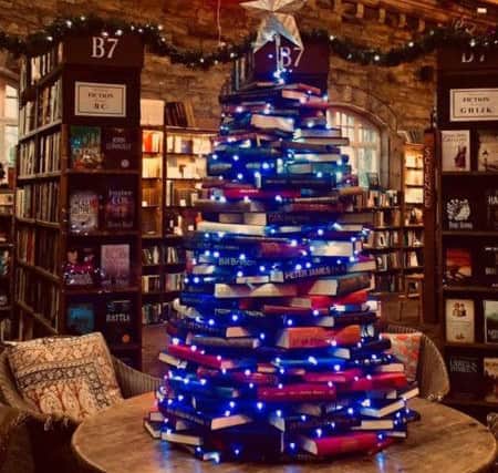 FIRST: Forget the fir, shun the spruce. The Christmas book tree is back at Barter Books Alnwick, pictured by Jane Dargue. 850 Facebook likes.