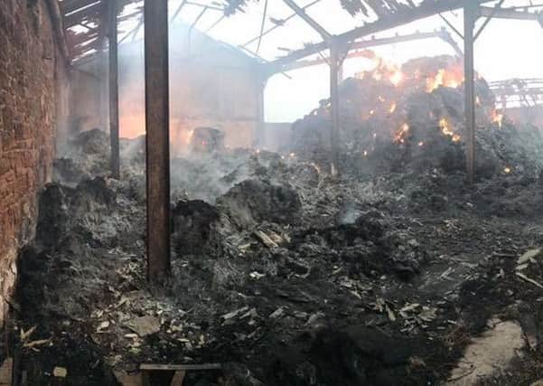 Damage caused by the fire at Whinney Hill Farm, Choppington. The picture was posted on a Burkinshaw family social media appeal for help.