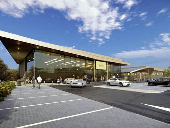A computer-generated image of Unit 1 on the new Willowburn Retail Park.