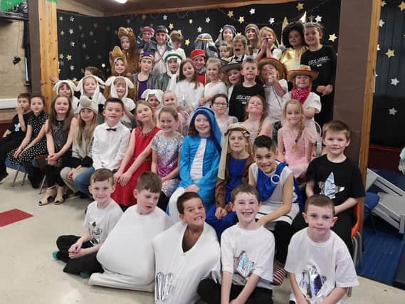 The youngsters of Red Row First School in their Nativity scene.