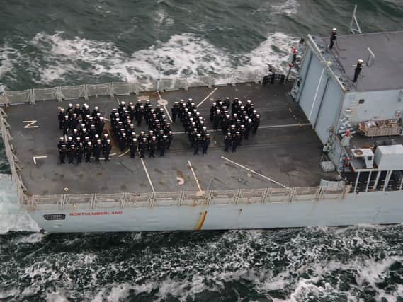 HMS Northumberland's company spells out 2019. Picture courtesy of the Royal Navy.