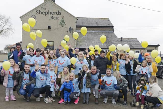 Yellow balloons were released before the Cassie Hayes memorial walk at the Shepherd's Rest in Alnwick.  Picture by Jane Coltman