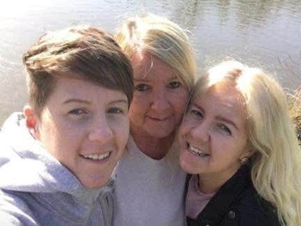 Cassie Hayes, left, pictured with her mother Tracy Hayes and sister Nadine Hayes.