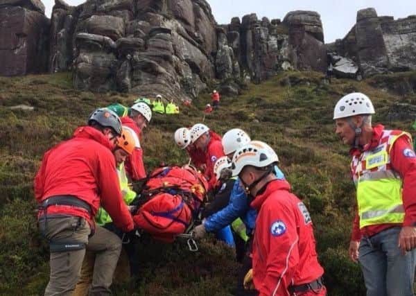 A stretcher rescue in the Northumberland hills.