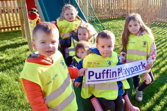 Children from Brambles Childcare Centre, Amble, helped put the new Childrens Play  Area through its paces and have also chosen its name  Puffin Playpark.