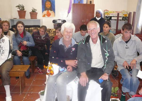 Jean and Baz Darby at the house run by the Mother Theresa Sisters in Spitak.
