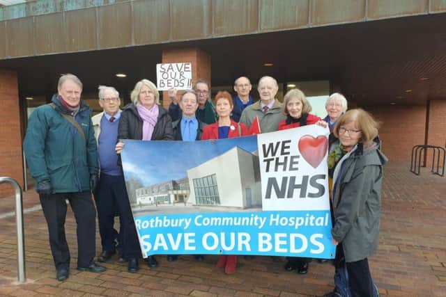 Some of the campaigners outside County Hall after the one meeting of the working group held in public in December.