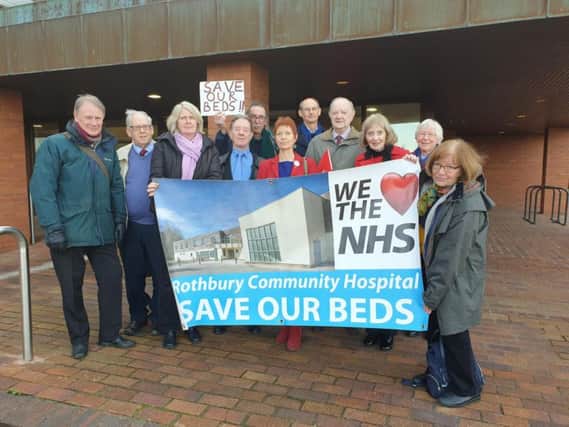 Some of the campaigners outside County Hall after the one meeting of the working group held in public in December.