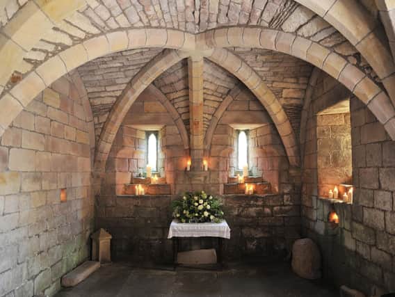 The crypt at St Aidan's Church, Bamburgh.