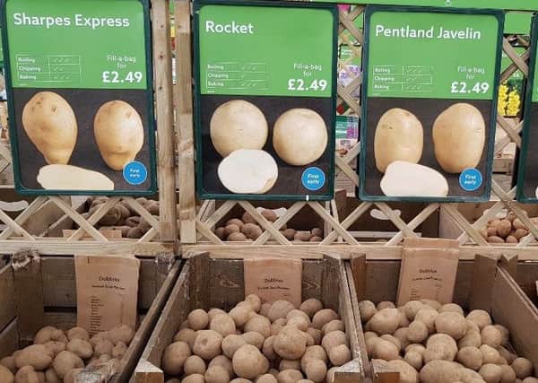 Some of the eye-catching varieties of seed potatoes currently on display in local garden centres. Picture by Tom Pattinson.