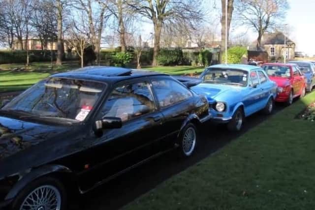 Classic cars at the funeral of Steven Kelly.