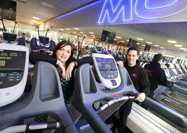 Rachel Warriner of RMT Accountants, who has worked with the business on the project, with Mark Clauzel, of Vision Health & Fitness, at the new Cramlington gym. Picture by Crest Photography.
