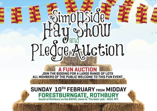 A poster for the Simonside Hay Show and Pledge Auction.