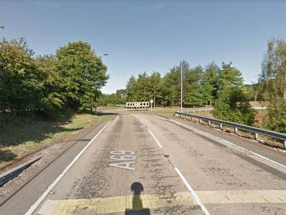 Approaching the Bridge End roundabout on the A69 at Hexham from the east. Picture from Google Maps.