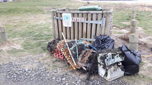 Some of the rubbish collected by Coast Care volunteers on Boulmer beach.