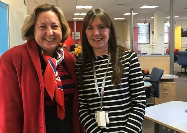 Anne-Marie Trevelyan MP and Julia Smith at Alnwick Jobcentre.