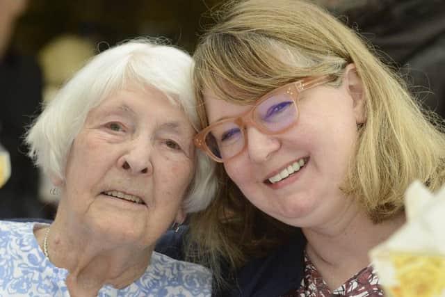 Gladys Angus and her grandaughter Stella Vine at a party for 100-year-olds at Alnwick Garden. Picture Jane Coltman