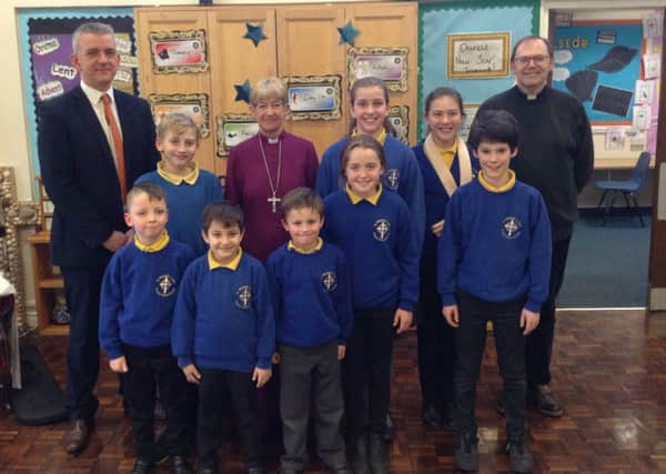 Bishop of Newcastle Christine Hardman at St Michael's CE Primary School, Alnwick.