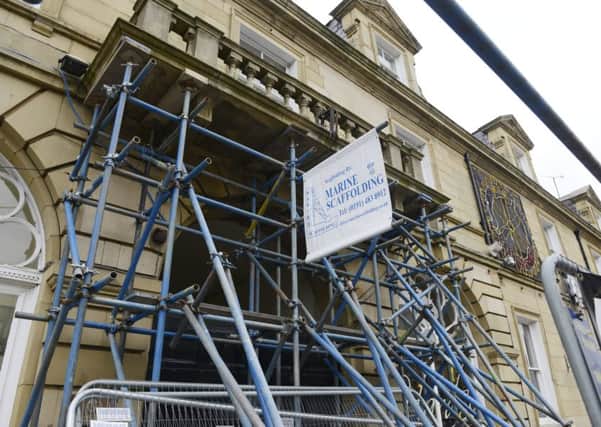 Scaffolding at the White Swan Hotel in Alnwick. Picture by Jane Coltman