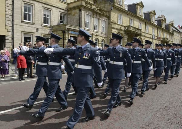RAF Boulmer personnel on parade. MP Anne-Marie Trevelyan is campaigning for the Forces.