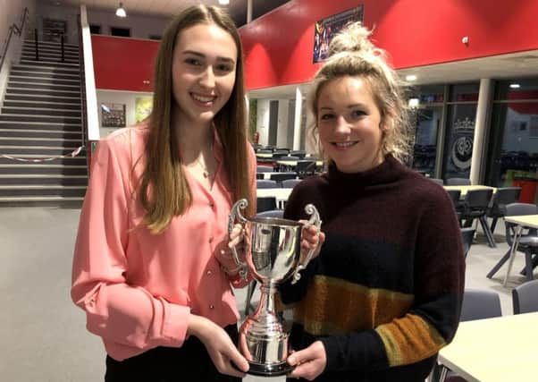 The first winner announced at the Alnwick and District Sports Council Awards 2018 was Junior Female was Holly Hardy, left, with Ami Cook, from Active Northumberland, representing sponsor Lilburns.