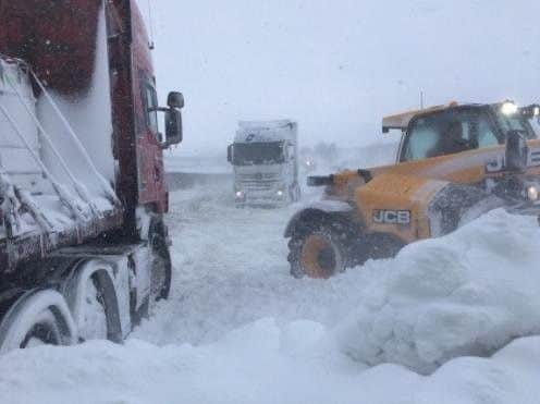 Snow brought the A1 north of Alnwick to a standstill for 48 hours.