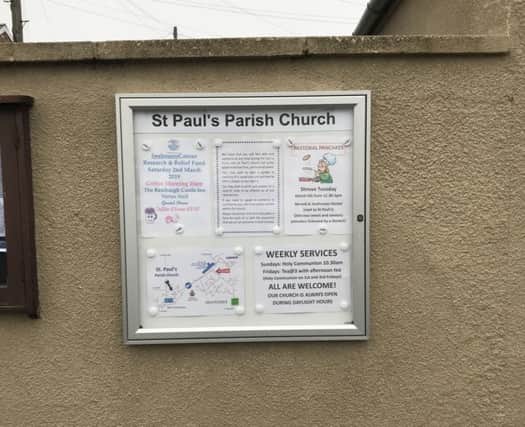A new noticeboard for St Paul's Church in North Sunderland