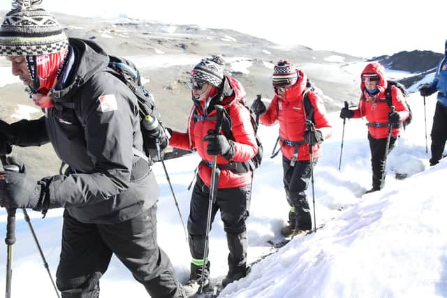 The Kilimanjaro nine, including Rothbury's Alexander Armstrong, approach the summit of Kilimanjaro. Picture by Chris Jackson / Getty for Comic Relief