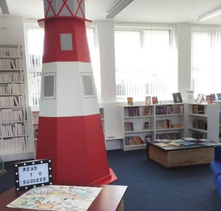 The lighthouse at Seahouses Primary School.
